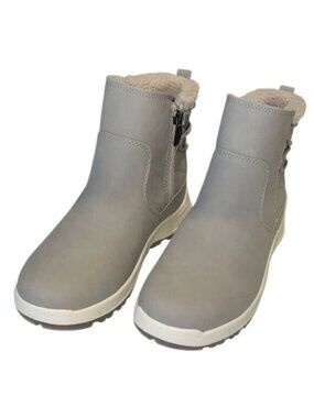 Khombu Sarah Taupe Fleece Lined SIde Zip Up Memory Foam Boots Size 8 NWOB